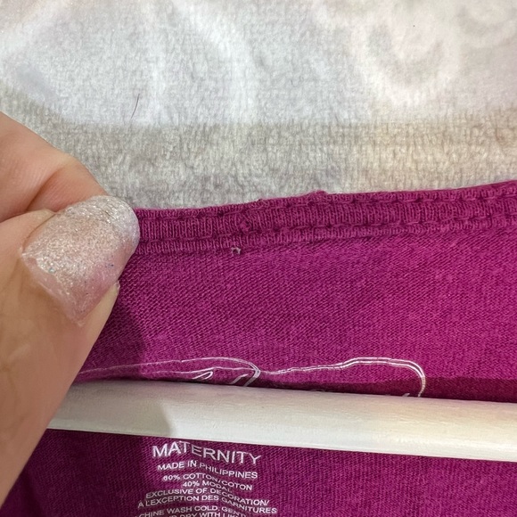 OLD MAVY FUSCIA MATERNITY XL TOP FAIR TWO TINY HOLES TIE WASTE CUTE ADORABLE 727 - Picture 3 of 10